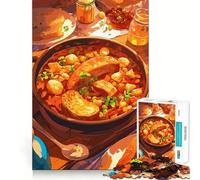 Rompecabezas para Adultos de 1000 Piezas Guiso abundante con Pan y tarros Arte de Corte Suave Juego Creativo para el Cerebro Diversión para el Tiempo Libre Regalo navideño Tranquilo (38x52cm)