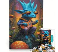Rompecabezas para Adultos de 1000 Piezas Guitarra de Dinosaurio psicodélica Juguetes para armar desafiante de completar colección de Artistas Bellas Artes 50x75cm