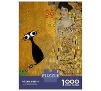 Rompecabezas para Adultos De 1000 Piezas Gustav Klimt Black Cat Portrait Rompecabezas para Adultos Juego Práctico Decoración De Pared Cumpleaños Y Navidad 38x26cm/1000pcs
