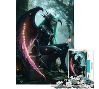 Rompecabezas para adultos de 1000 piezas Hada oscura alada en el bosque Rompecabezas de 1000 piezas Juguete para decoración de pared Regalo de cumpleaños Ideal para regalar a toda la familia (38x52cm)