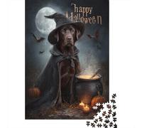 Rompecabezas para Adultos De 1000 Piezas Halloween Witch Dog Art Print-1 Rompecabezas para Adultos Juegos Familiares Pero Divertidos Y Humorísticos Cumpleaños 38x26cm/1000pcs