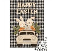 Rompecabezas para Adultos De 1000 Piezas Happy Easter Bunny Decorations Rompecabezas para Adolescentes Juego De Ingenio Decoración del Hogar Actividades Divertidas En Casa, 38x26cm/1000pcs