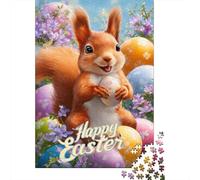 Rompecabezas para Adultos De 1000 Piezas Happy Easter Squirrel Rompecabezas para Adultos Juego De Ingenio Decoración del Hogar Cumpleaños 52x38cm/1000pcs