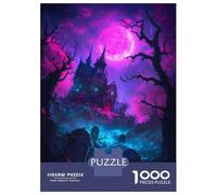Rompecabezas para Adultos De 1000 Piezas Haunted Mansion Under Neon Moon Rompecabezas para Adultos Juego De Ingenio Una Obra De Arte Interacción Entre Padres E Hijos 38x26cm/1000pcs