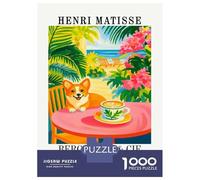 Rompecabezas para Adultos De 1000 Piezas Henri Matisse Corgi Beach Cafe Art Rompecabezas para Adultos Juegos Familiares Mejoran La Memoria Reducción del Estrés Regalos 70x50cm/1000pcs