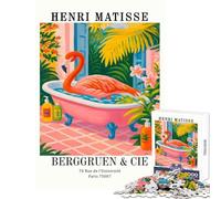 Rompecabezas para Adultos de 1000 Piezas Henri Matisse Flamingo Bathing Art Print Juguetes antiestrés Obra de Arte Regalo Juegos Divertidos con Piezas Completamente entrelazadas de Forma aleatoria