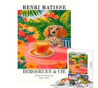 Rompecabezas para Adultos de 1000 Piezas Henri Matisse póster de Perro y café Juguetes de Bricolaje Obra de Arte Regalo para Juego Educativo Mejora del Amor en Pareja tamaño 38x52cm