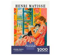 Rompecabezas para Adultos De 1000 Piezas Henri Matisse Style Woman with Cat Rompecabezas para Adolescentes Juego Práctico Decoración del Hogar 52x38cm/1000pcs