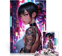 Rompecabezas para Adultos de 1000 Piezas Hermosa Chica de neón posando Juego desafiante con Piezas de Formas aleatorias Que se entrelazan Completamente 38x26cm