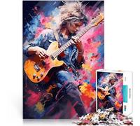 Rompecabezas para Adultos de 1000 Piezas Hermosa Chica Toca la Guitarra Análisis y lógica con Piezas de Formas aleatorias Que se entrelazan Completamente 75x50cm