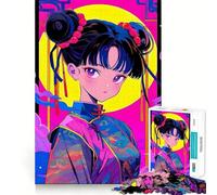 Rompecabezas para Adultos de 1000 Piezas,Hermosa Geisha Anime,Encaje, Arte,Juego Mental,Regalo,Juego Lento,Regalo de Arte navideño (38x52cm)
