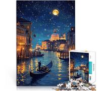 Rompecabezas para Adultos de 1000 Piezas Hermosa Noche en Venecia Hecho de Madera para Mayores de 14 años Un desafío difícil Regalo Educativo de Aprendizaje tamaño：50x75cm