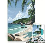 Rompecabezas para Adultos de 1000 Piezas Hermosa Playa de Seychelles Juguete Educativo antiestrés colección de Artistas Bellas Artes 50x75cm