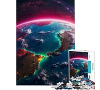 Rompecabezas para Adultos de 1000 Piezas Hermosa Tierra Vista Desde el Espacio Rompecabezas de 1000 Piezas para decoración del hogar Juguete desafiante Regalos para Amigos y Familiares (50x75cm)