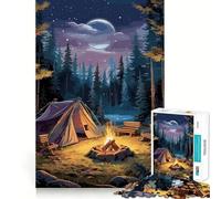 Rompecabezas para Adultos de 1000 Piezas,Hermoso diseño de Campamento Nocturno,Rompecabezas de lógica de Ajuste preciso,Juego fácil,decoración navideña para Pared (50x75cm)