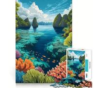 Rompecabezas para Adultos de 1000 Piezas,Hermoso diseño de Raja Ampat con Corte Fino,Ideal para Entrenar la Mente,divertirse y Relajarse, cumpleaños (38x52cm)