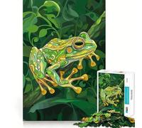Rompecabezas para Adultos de 1000 Piezas,Hermoso diseño de Rana Verde,Bordes, Juego Inteligente,Regalo,Juego de Ocio navideño (50x75cm)