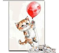 Rompecabezas para Adultos de 1000 Piezas, Hermoso Gato de Acuarela Hecho de Madera, decoración artística Hacer tú Mismo o Regalo de cumpleaños, 50x75cm para Juego Interactivo Familiar