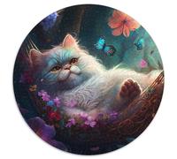 Rompecabezas para Adultos de 1000 Piezas, Hermoso Gato Persa, Rompecabezas Redondo de 1000 Piezas, decoración DIY, desafío Mental, para Adultos, Familia, Regalo navideño, 67,5 x 67,5 cm