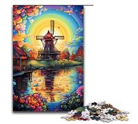 Rompecabezas para Adultos de 1000 Piezas: Hermoso Pueblo de Molinos Cada Pieza es única Juego Familiar desafiante y Divertido 1000 Piezas (75 x 50 cm)