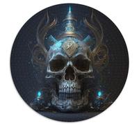 Rompecabezas para Adultos de 1000 Piezas, Hermoso Rompecabezas de Papel Redondo de Calavera, Ideal para interacción Familiar y Regalo Divertido, diseño Abstracto Vibrante, 67,5 x 67,5 cm
