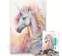 Rompecabezas para Adultos de 1000 Piezas,Hermoso Unicornio arcoíris,Bordes, Juego Inteligente,Regalo,Juego de Ocio navideño,Arte (50x75cm)