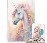 Rompecabezas para Adultos de 1000 Piezas: Hermoso Unicornio arcoíris, Juego de ingenio, antiestrés, Lista de Deseos con Papá Noel 38x52cm