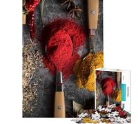 Rompecabezas para Adultos de 1000 Piezas Hierbas y Especias en cucharas Rompecabezas para Adultos Juguetes para armar Una Obra de Arte cumpleaños y Navidad (tamaño 50x75cm)