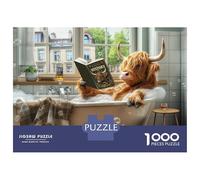 Rompecabezas para Adultos De 1000 Piezas Highland Cow in Bath Tub Rompecabezas para Adultos Juegos Relajantes Mejora La Memoria para Cumpleaños, Navidad 38x26cm/1000pcs