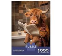 Rompecabezas para Adultos De 1000 Piezas Highland Cow on The Toilet (2) Rompecabezas para Adultos Juegos Divertidos para La Diversión Familiar Juego Desafiante Regalos 52x38cm/1000pcs