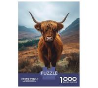 Rompecabezas para Adultos De 1000 Piezas Highland Cow Photograph Portrait Rompecabezas para Adultos Juguete Decoración De Pared Mejora La Memoria Cumpleaños 52x38cm/1000pcs