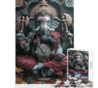 Rompecabezas para Adultos de 1000 Piezas hinduismo Dios Ganesha Juguete Educativo Regalo de Amigo Secreto Juegos Divertidos para Mejorar el Amor en Pareja tamaño 50x75cm