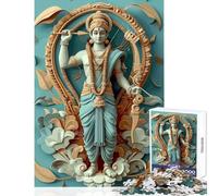 Rompecabezas para Adultos de 1000 Piezas hinduismo Dios Rama Juego Relajante Regalos de Amigo Invisible desafío difícil (38x52cm)
