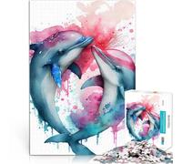 Rompecabezas para Adultos de 1000 Piezas Historia de Amor de una Pareja de Delfines Análisis y lógica Regalo de cumpleaños, Regalos 75x50cm