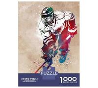Rompecabezas para Adultos De 1000 Piezas Hockey Player Watercolor Art Rompecabezas para Adultos Juego De Ingenio Aliviador del Estrés Actividades Divertidas En Casa 38x26cm/1000pcs
