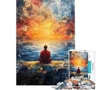 Rompecabezas para Adultos de 1000 Piezas Hombre contemplando la Puesta de Sol Rompecabezas para Adolescentes Juguetes antiestrés Corte de precisión Regalos para Amigos y Familiares (tamaño 38x52cm)