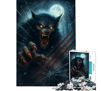 Rompecabezas para Adultos de 1000 Piezas Hombre Lobo rompiendo un Cristal bajo la Luna Llena Ideal para cumpleaños y Navidad Divertido Juego antiestrés para Mayores de 14 años Tamaño 38x52cm