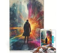 Rompecabezas para Adultos de 1000 Piezas Hombre Mirando hacia un Futuro Brillante Juegos Familiares decoración de Pared con Piezas de Formas aleatorias Que encajan Perfectamente 38x52cm