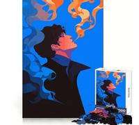 Rompecabezas para Adultos de 1000 Piezas Hombre soñador y Humo,ilustración Minimalista de Arte Abstracto,Arte de Corte Fino,Ejercicio Mental,Juego Divertido para Momentos de Tranquilidad,decoración
