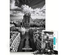Rompecabezas para Adultos de 1000 Piezas Horizonte de Barcelona con Sagrada Familia,diseño de Corte preciso,Divertido Juego Mental,Regalo para Relajarse y divertirse,decoración navideña para la Pared