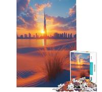Rompecabezas para Adultos de 1000 Piezas Horizonte de Dubái al Atardecer Juego Educativo Juguetes didácticos Toda la Familia (Tamaño 50x75cm)