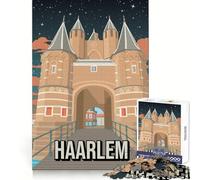 Rompecabezas para Adultos de 1000 Piezas,Horizonte de la Ciudad de Haarlem,Puerta Nocturna,Juego de precisión,Juego para desarrollar la Mente,Actividad,decoración navideña para la Pared