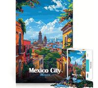 Rompecabezas para Adultos de 1000 Piezas,Horizonte de la Ciudad de México,Arte de Bordes Exactos,Ejercicio Mental,Juego Divertido y Tranquilo,Actividad de cumpleaños (50x75cm)