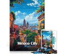 Rompecabezas para Adultos de 1000 Piezas,Horizonte de la Ciudad de México,Corte, Divertido,desafío Inteligente,Juego Tranquilo,Divertido,Regalo de Arte navideño (38x26cm)