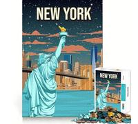 Rompecabezas para Adultos de 1000 Piezas Horizonte de Nueva York,Arte Nocturno,Ideal para Viajar,Corte Suave,Juego Creativo para ejercitar la Mente,diversión para el Tiempo Libre,Regalo Tranquilo