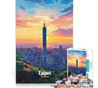 Rompecabezas para Adultos de 1000 Piezas Horizonte de Taipéi al Atardecer Juego de ingenio Un Reto difícil Regalo Ideal para Amigos y Familiares 38x52cm