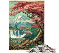 Rompecabezas para Adultos de 1000 Piezas Horizonte del Santuario Fuji Sakura Rompecabezas para Adolescentes Diseño de Montaje difícil y desafiante Juego Divertido para Toda la Familia (75x50cm)