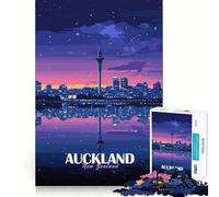 Rompecabezas para adultos de 1000 piezas horizonte nocturno de Auckland,Nueva Zelanda Diseño de corte suave Juguete para entrenar la mente Diversión para el tiempo libre Regalo de cumpleaños (38x26cm)