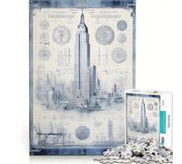 Rompecabezas para Adultos de 1000 Piezas Horizonte Urbano de Nueva York majestuosidad Urbana Juego Familiar Relajante e Intelectual Regalo Ideal para los Amantes de los Juegos de ingenio 50x75cm
