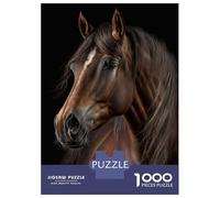 Rompecabezas para Adultos De 1000 Piezas Horse Portrait on Dark Rompecabezas Juego De Ingenio Regalos para Mujeres Cumpleaños Y Navidad 52x38cm/1000pcs